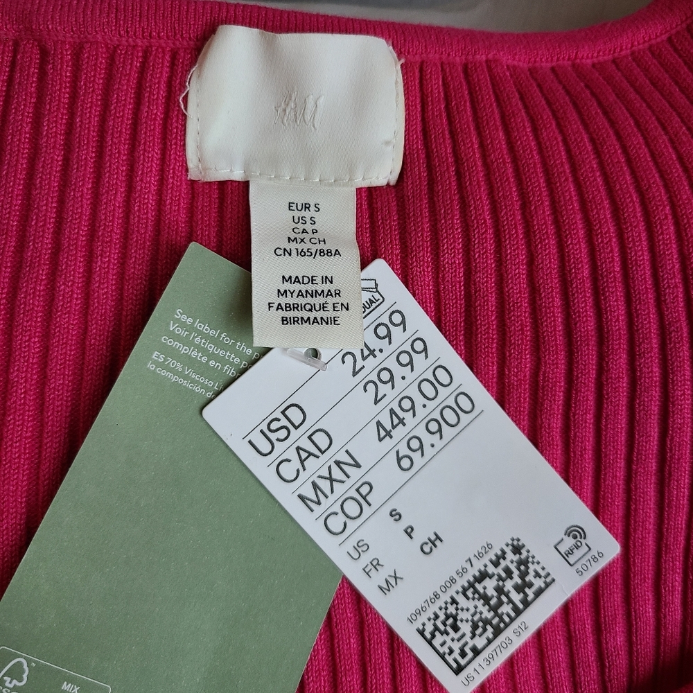 H&M Fushia Cable Knit Sweater Size Small - Picture 7 of 10
